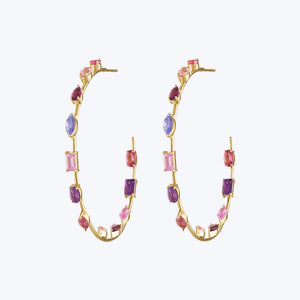 Large Pink Goddess Hoops