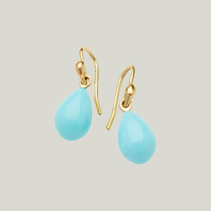 Robin Egg Earrings - Persian Turquoise 18K