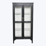 Vintage Black-Painted Glass Front Cabinet