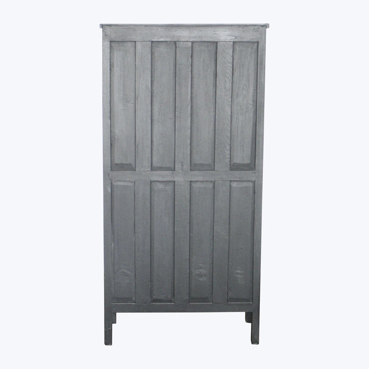 Vintage Black-Painted Glass Front Cabinet