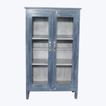 Vintage Navy-Painted Glass Front Cabinet