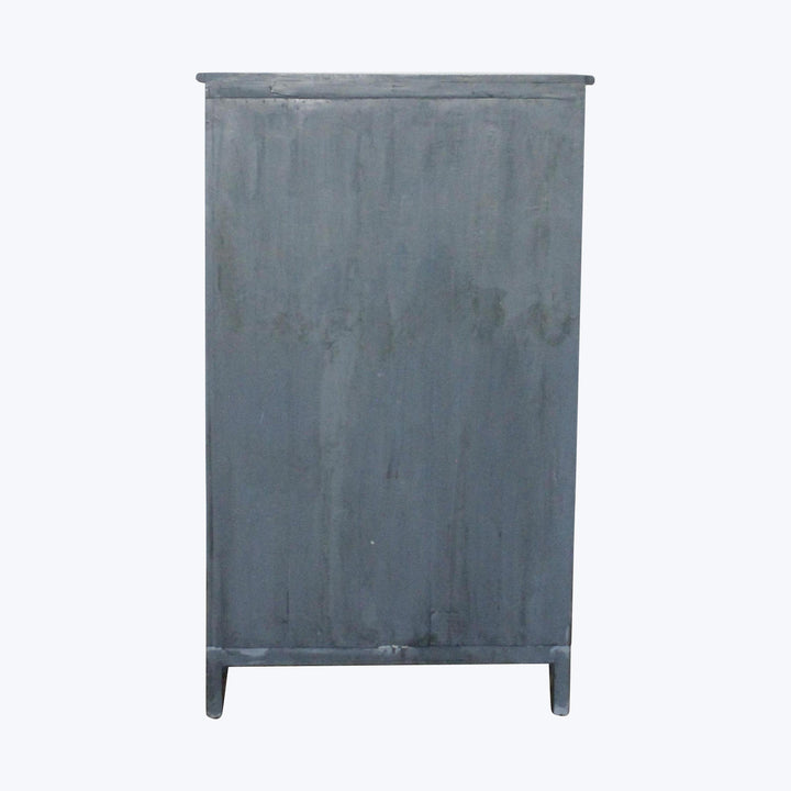 Vintage Navy-Painted Glass Front Cabinet