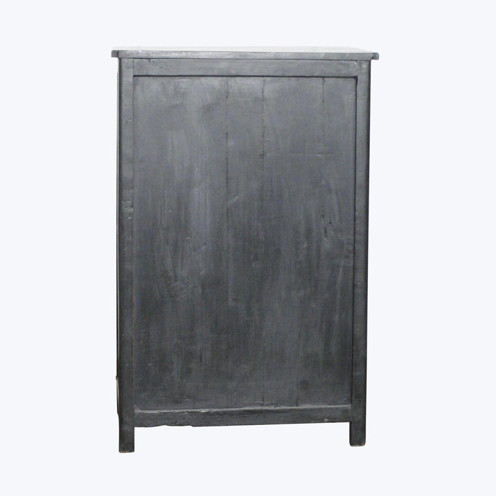 Vintage Black-Painted Glass Front Cabinet