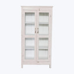 Vintage Pink-Painted Glass Front Cabinet