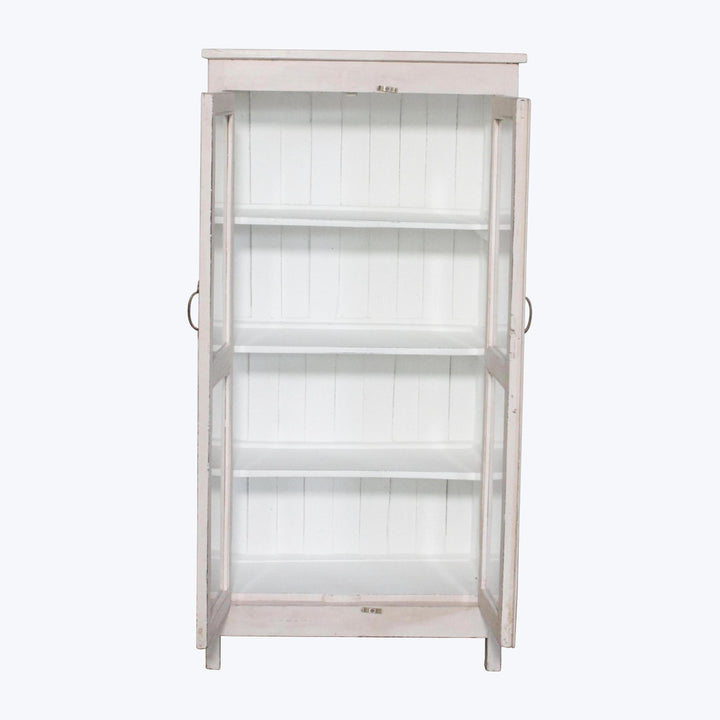 Vintage Pink-Painted Glass Front Cabinet