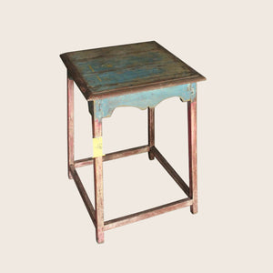 Vintage Blue-Distressed Antique Side Table