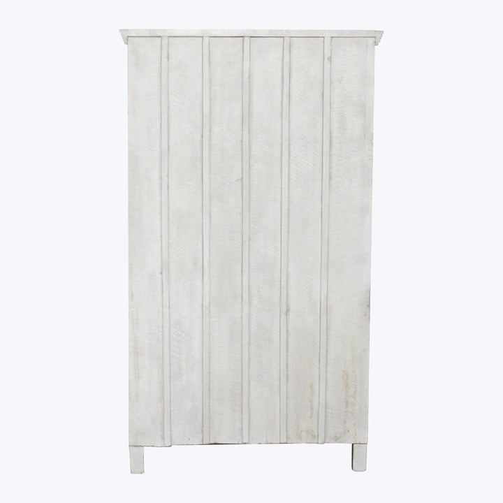 Vintage Grey-Painted Glass Front Cabinet