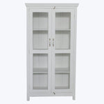 Vintage White-Painted Glass Front Cabinet