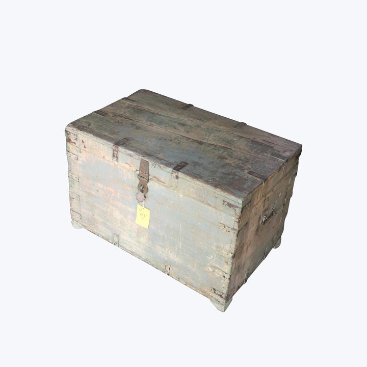 Vintage Slate-Distressed Wooden Chest