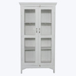 Vintage White-Painted Glass Front Cabinet
