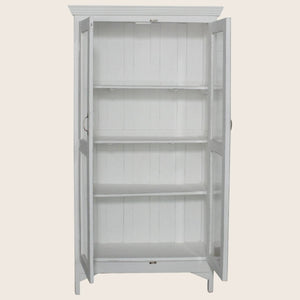 Vintage White-Painted Glass Front Cabinet - hover