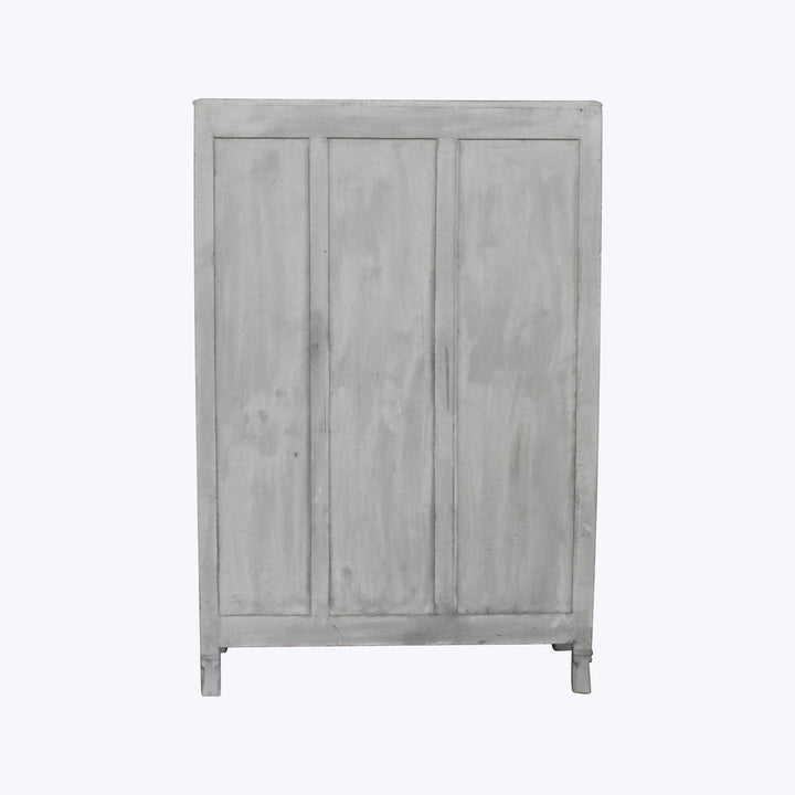 Vintage Grey-Painted Glass Front Cabinet