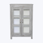 Vintage Grey-Painted Glass Front Cabinet