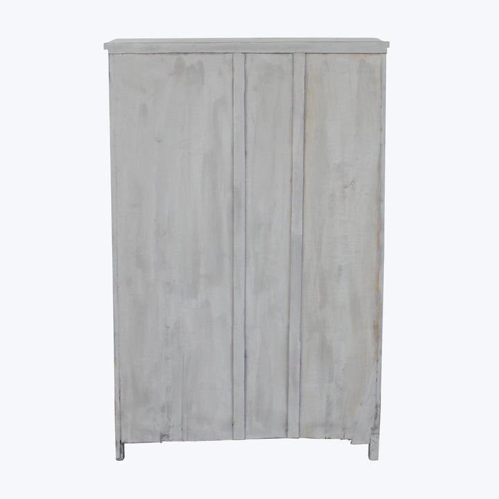 Vintage Grey-Painted Glass Front Cabinet