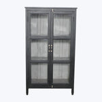 Vintage Black-Painted Glass Front Cabinet