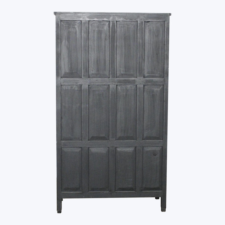 Vintage Black-Painted Glass Front Cabinet