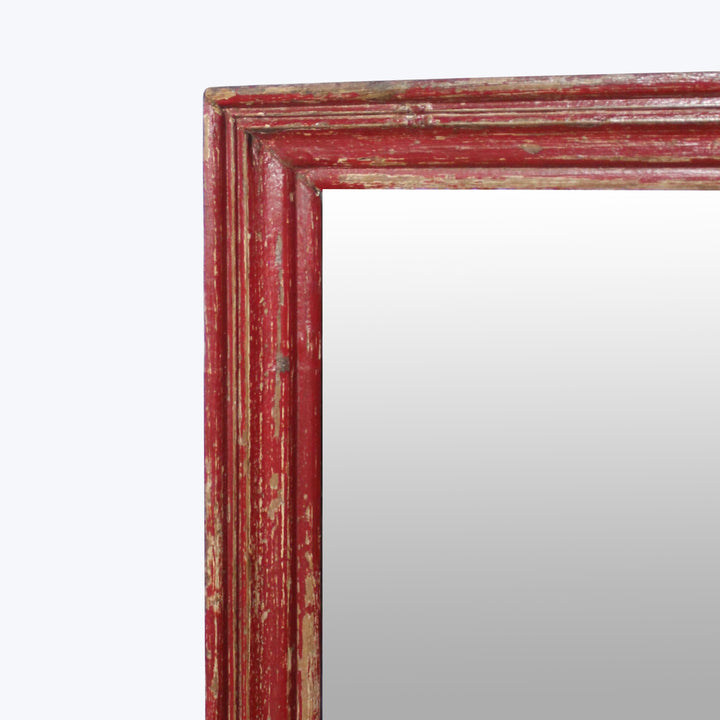 Vintage Red-Distressed Floor Mirror