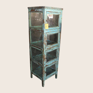 Vintage Teal-Distressed Wooden Showcase