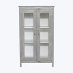 Vintage Grey-Painted Glass Front Cabinet