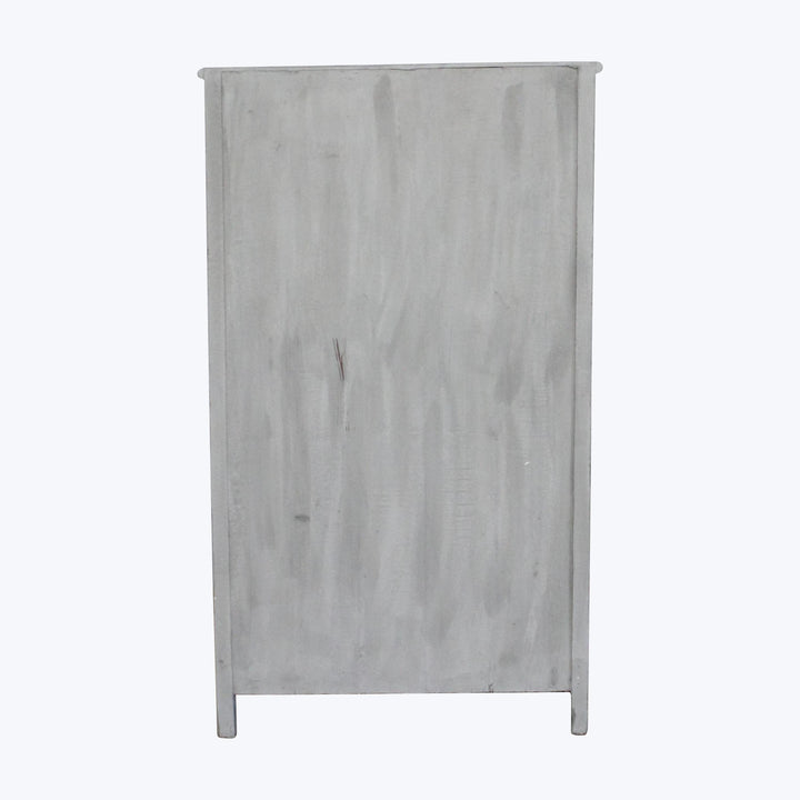 Vintage Grey-Painted Glass Front Cabinet