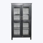 Vintage Black-Painted Glass Front Cabinet