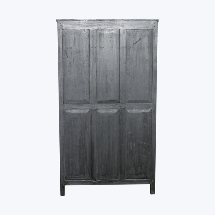 Vintage Black-Painted Glass Front Cabinet