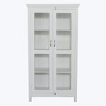 Vintage White-Painted Glass Front Cabinet