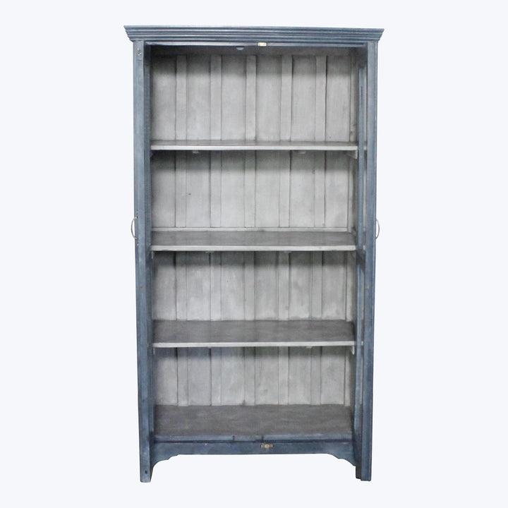 Vintage Navy-Painted Glass Front Cabinet