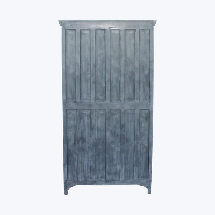 Vintage Navy-Painted Glass Front Cabinet