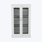 Vintage White-Painted Glass Front Cabinet