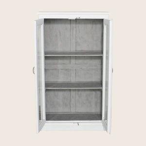 Vintage White-Painted Glass Front Cabinet - hover
