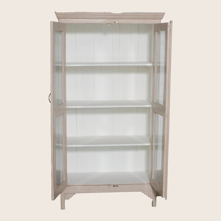 Vintage Pink-Painted Glass Front Cabinet