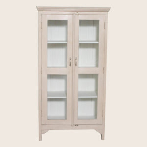 Vintage Pink-Painted Glass Front Cabinet