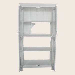 Vintage White-Painted Glass Front Cabinet - hover