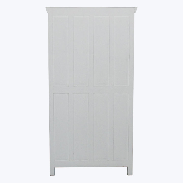 Vintage White-Painted Glass Front Cabinet