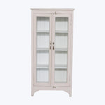 Vintage Pink-Painted Glass Front Cabinet