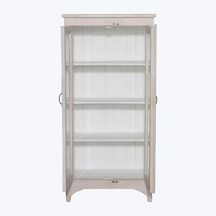 Vintage Pink-Painted Glass Front Cabinet