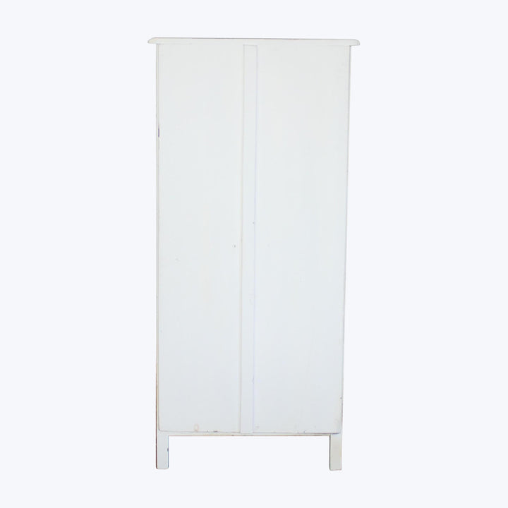 Vintage White-Painted Glass Front Cabinet