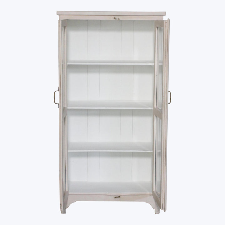 Vintage Pink-Painted Glass Front Cabinet