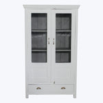 Vintage White-Painted Glass Front Cabinet