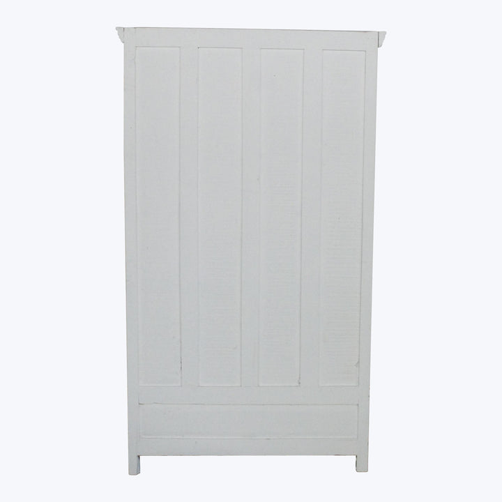 Vintage White-Painted Glass Front Cabinet