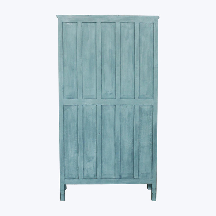 Vintage Teal-Painted Glass Front Cabinet