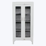 Vintage White-Painted Glass Front Cabinet