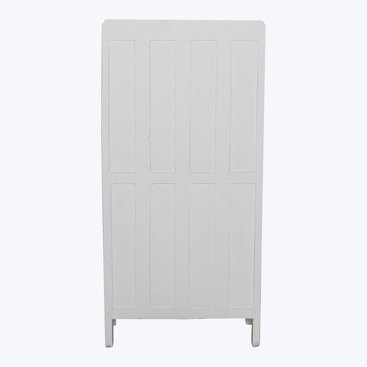 Vintage White-Painted Glass Front Cabinet