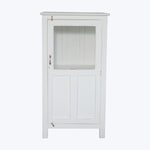 Vintage White-Painted Glass Front Cabinet