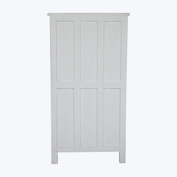 Vintage White-Painted Glass Front Cabinet