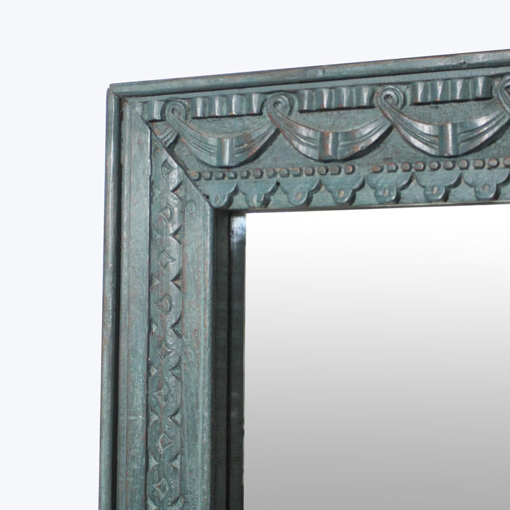 Vintage Green Ornate Mirror