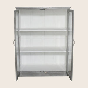 Vintage Grey-Painted Glass Front Cabinet - hover