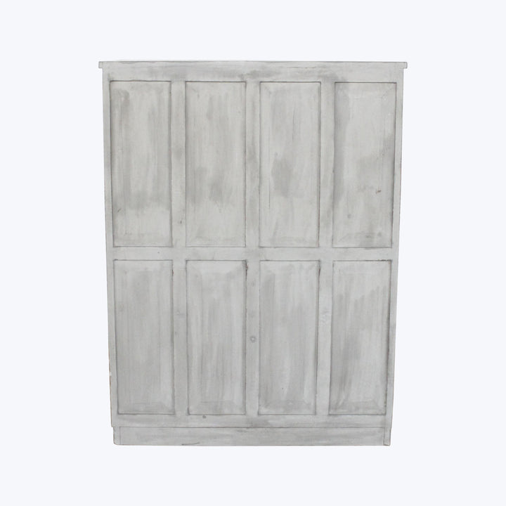 Vintage Grey-Painted Glass Front Cabinet
