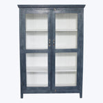 Vintage Navy-Painted Glass Front Cabinet